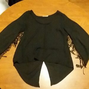 Black hippie fringe top